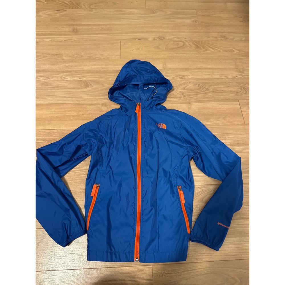 The North Face Kids Hydrenalite Blue Orange Full Zip Hooded Windbreaker Jacket M - Picture 1 of 6